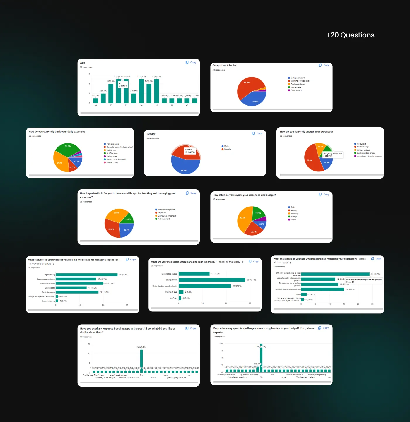 User survey analysis showing quantitative data on budgeting habits