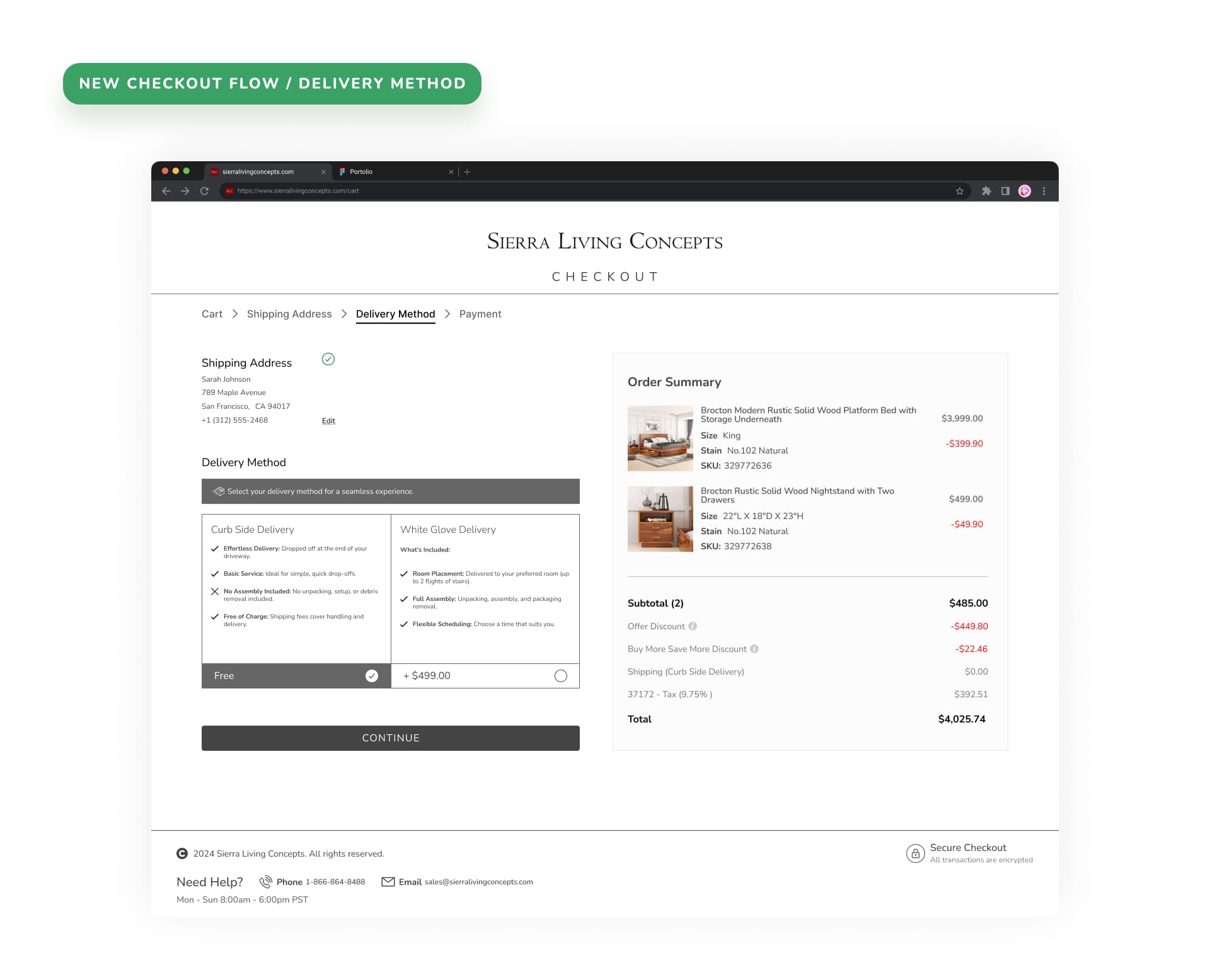 Simplified delivery selector after redesign
